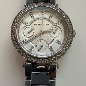 Michael Kors Silver Watch with Crystal Accents